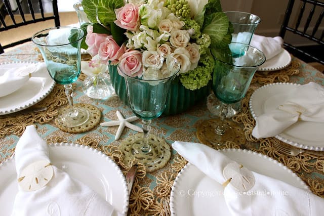 Turquoise and Beach Themed Shower