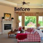 Child Friendly Blue & White Family Room Before and After