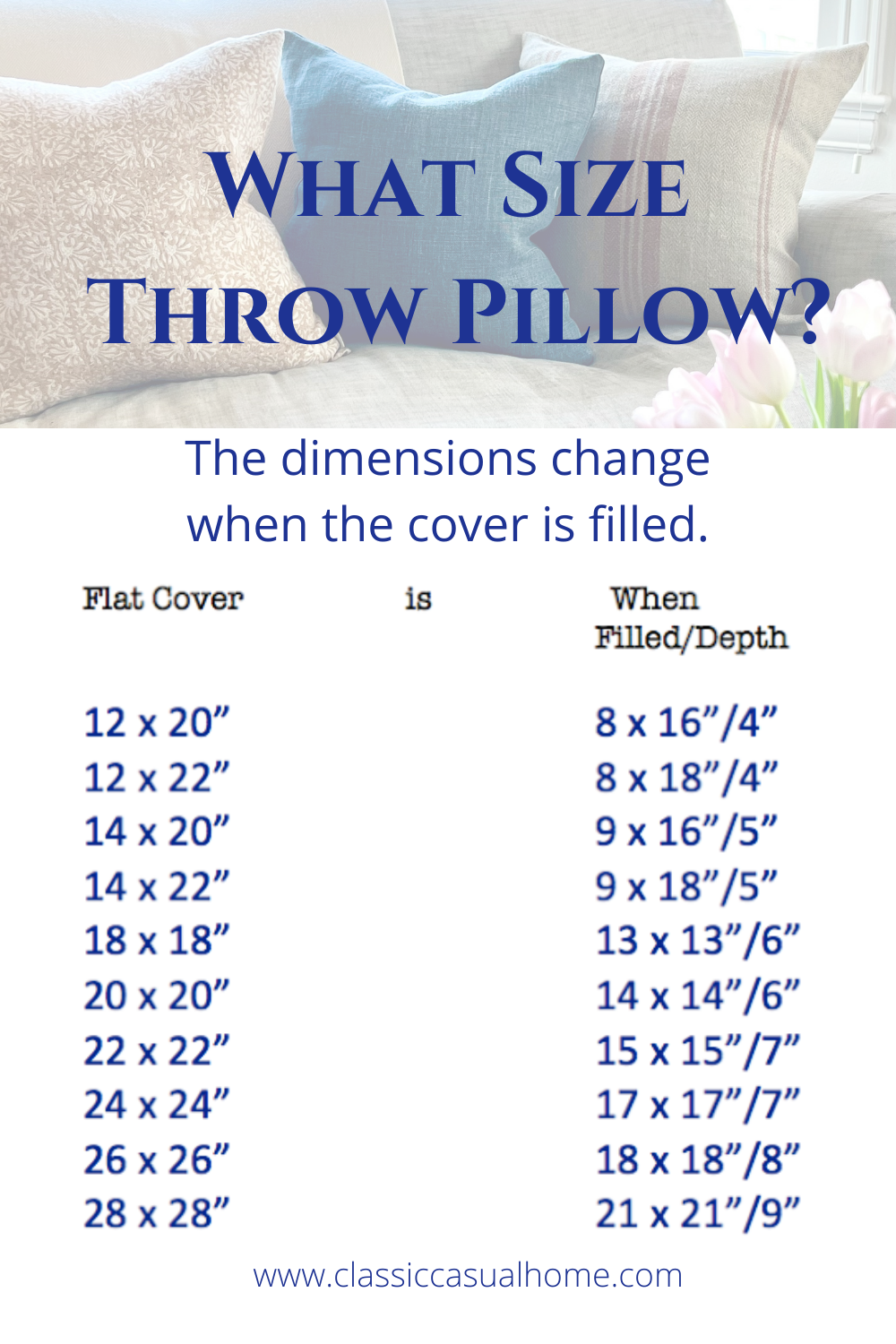 Pillow Insert Size Guide