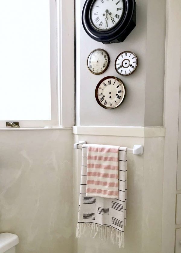 Vintage clock faces and Turkish towels