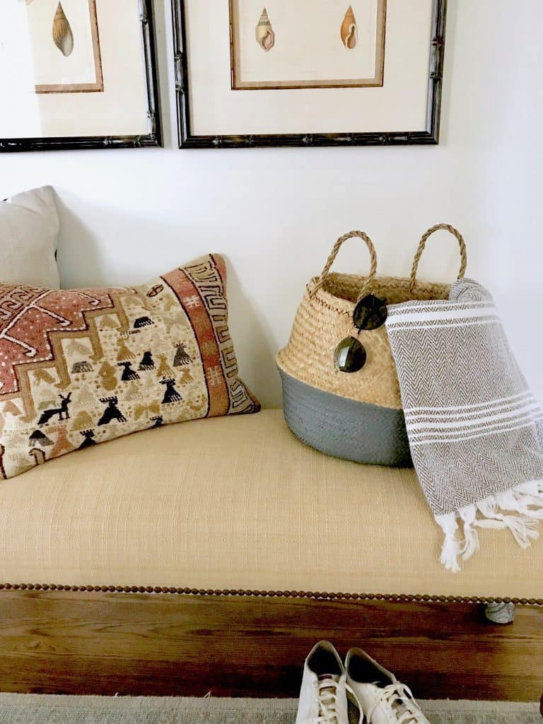 Summer essentials, straw bag and sunglasses