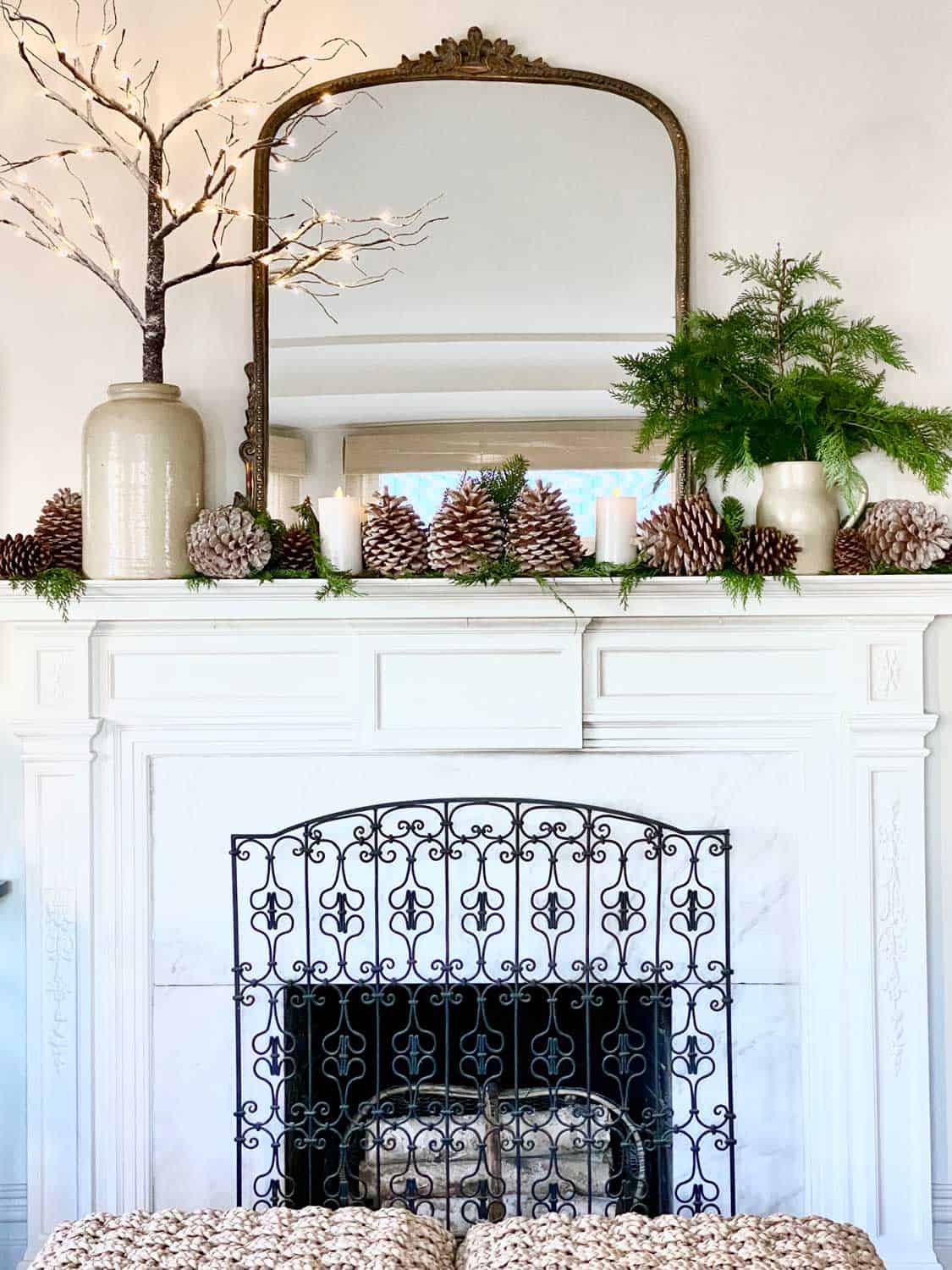 Mary Ann Pickett's Christmas Mantel with Anthropologie mirror