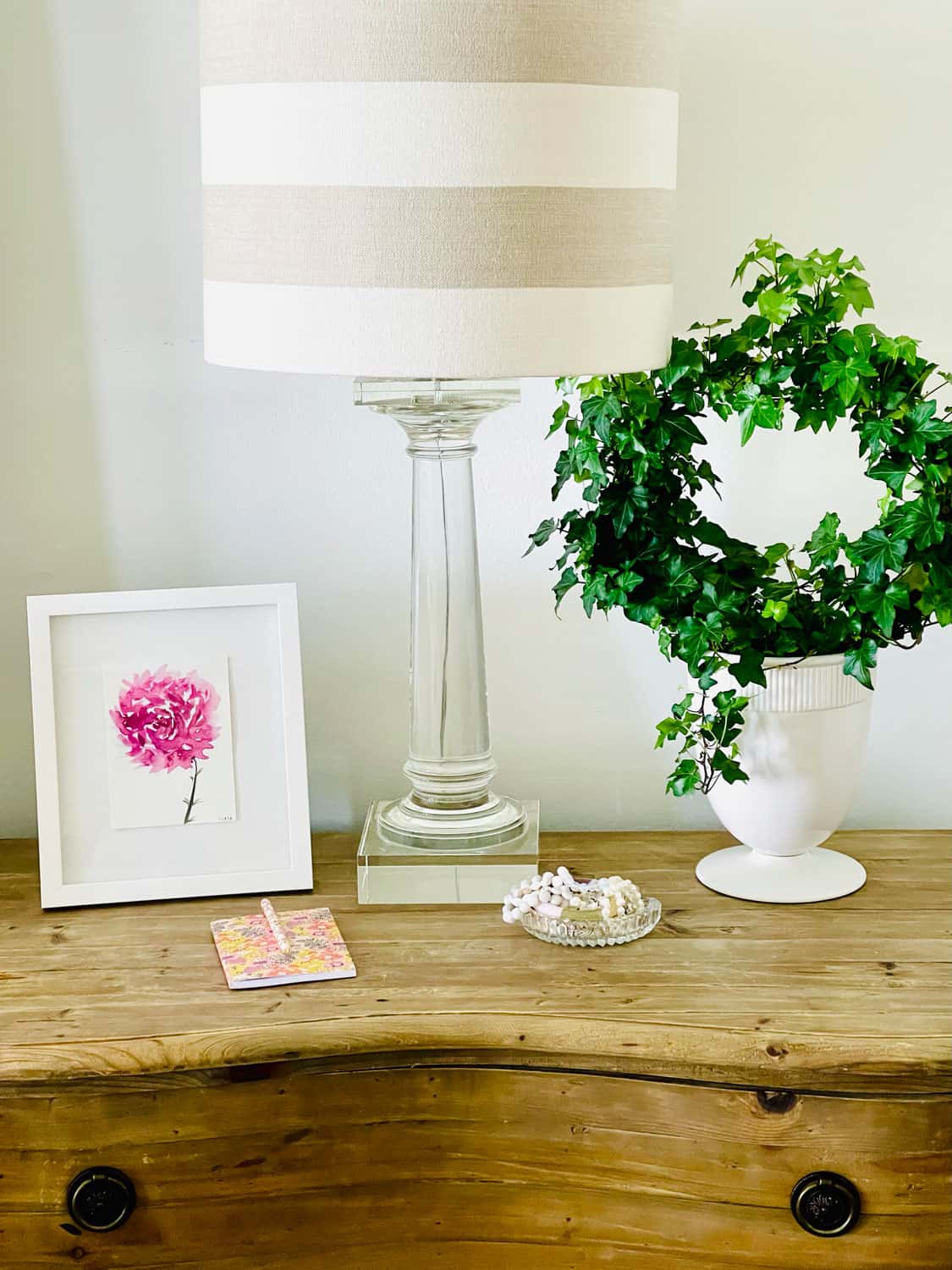 Bedside table styling by Mary Ann Pickett