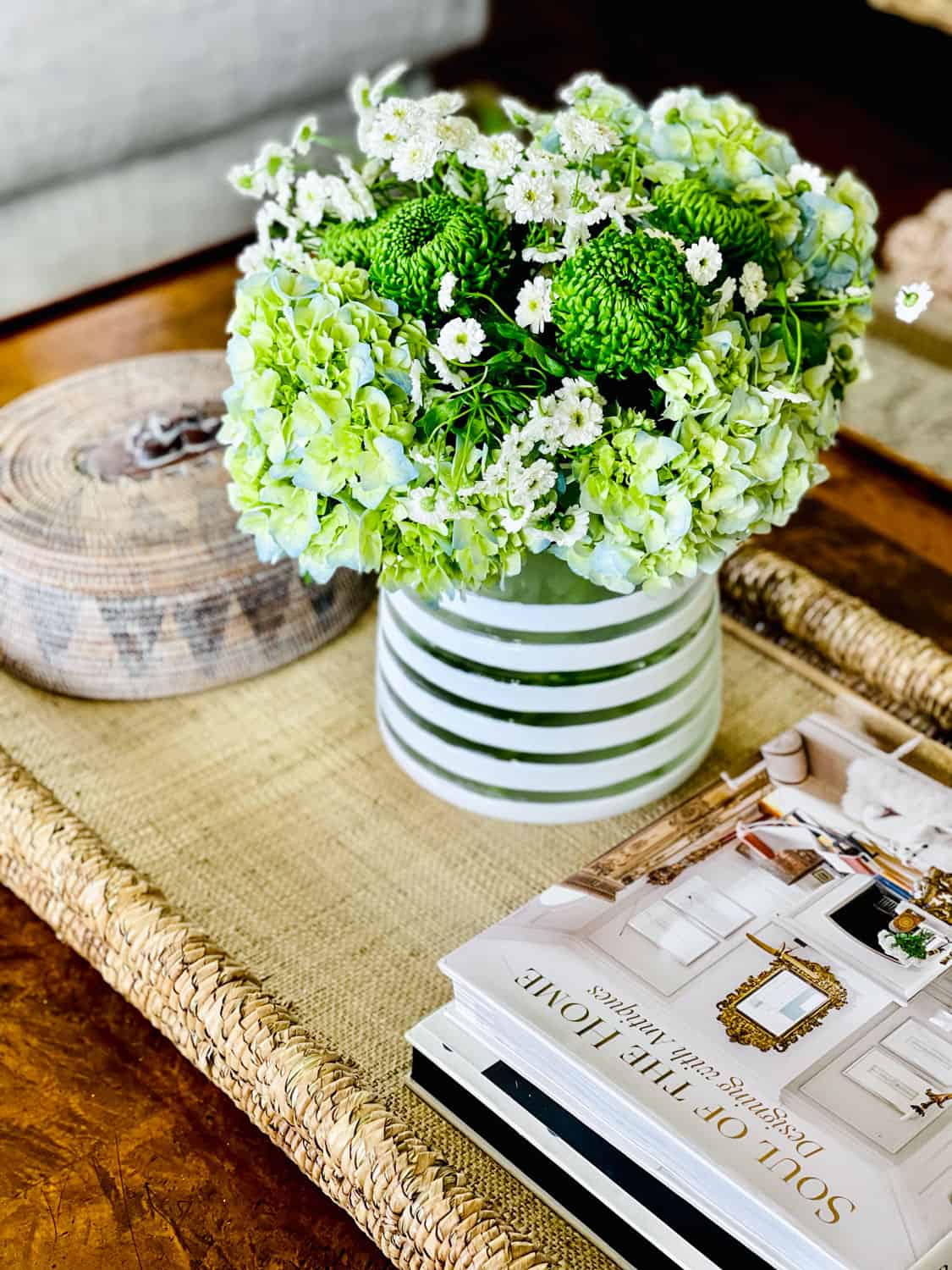 Easy Coffee Table Refresh with Wicker Tray