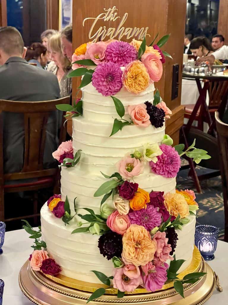 Wedding Cake with colorful flowers