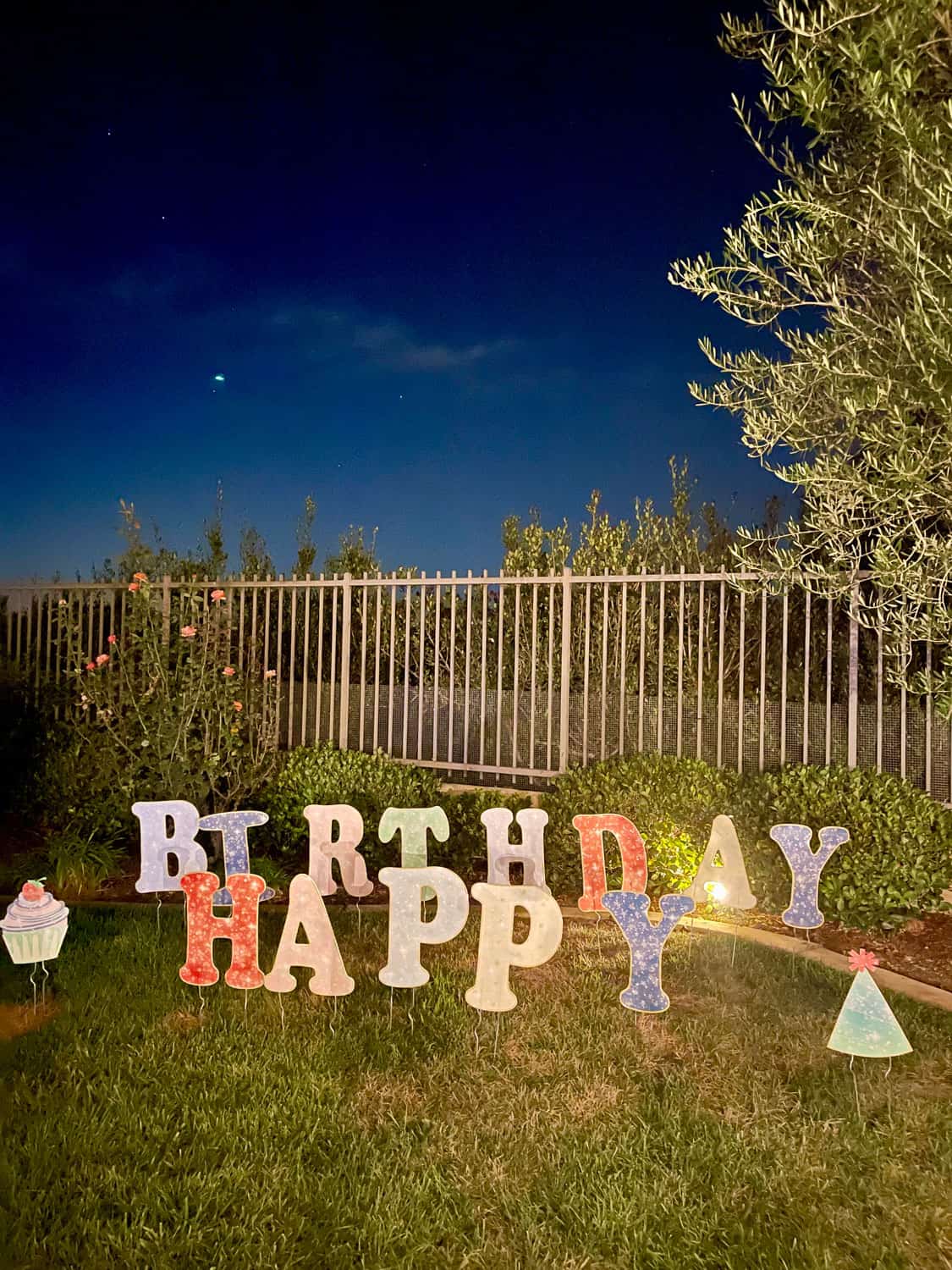 Happy birthday lettered yard sign