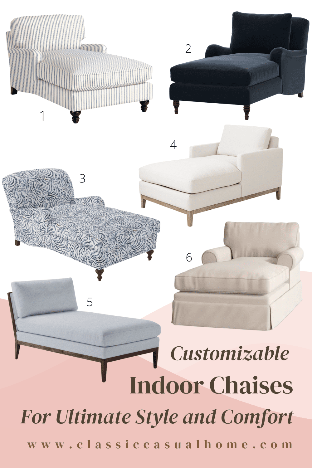 Six Customizable Chaise Lounges