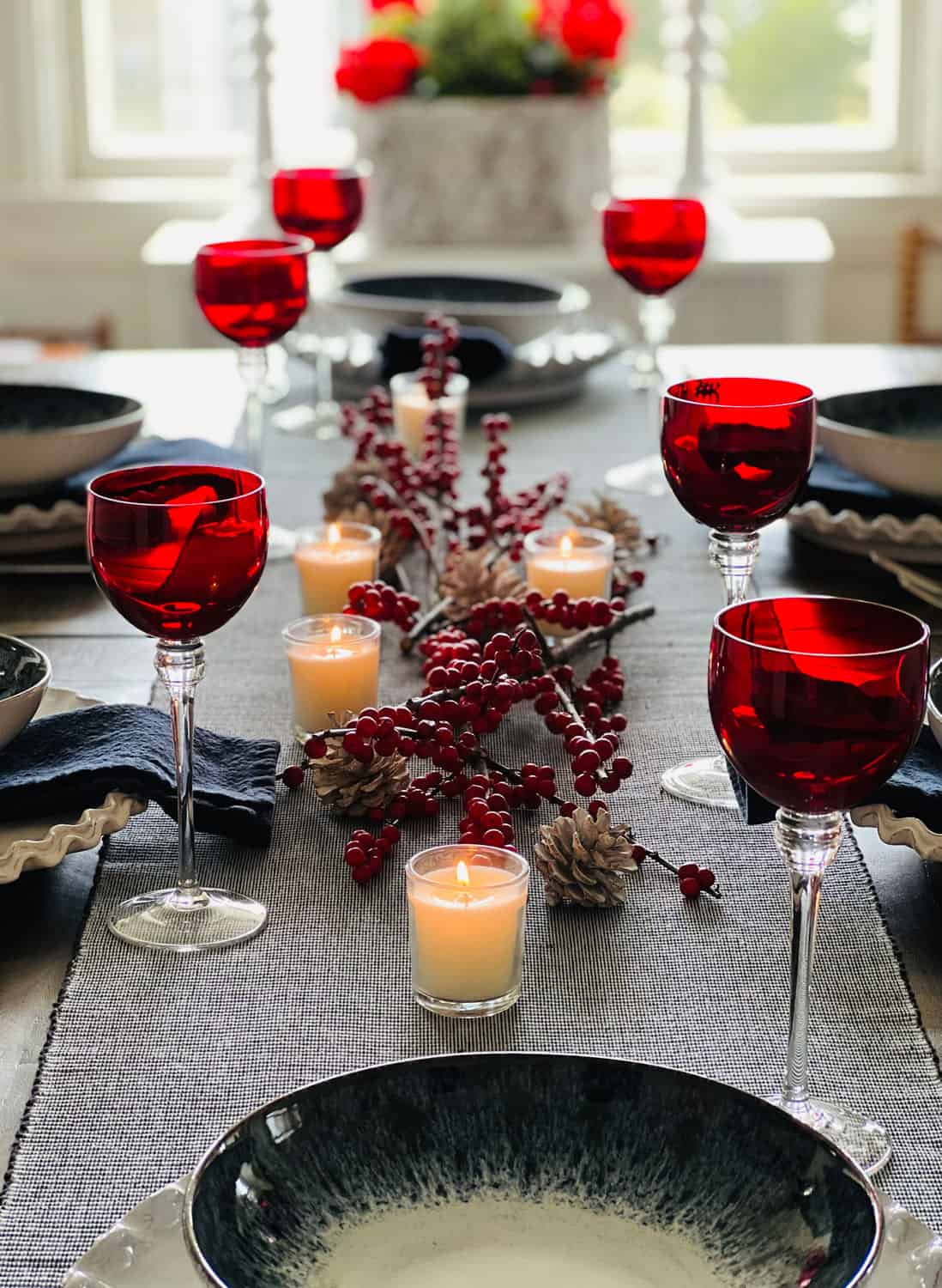 Mary Ann Pickett's Blue and Red Table setting