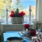 Red and Blue Christmas Table with Bay view