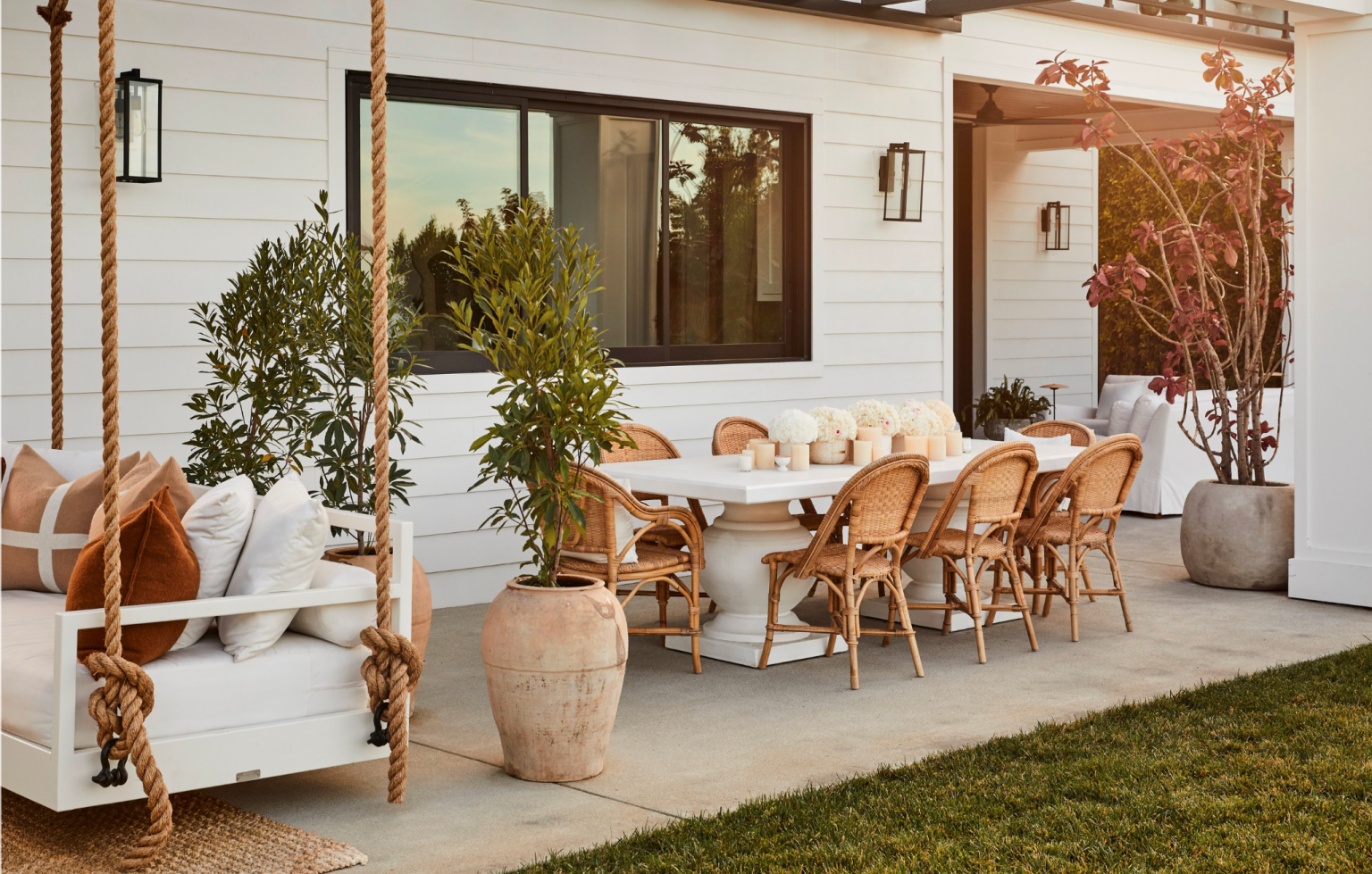 Olivia Culpo outdoor area with bistro chairs