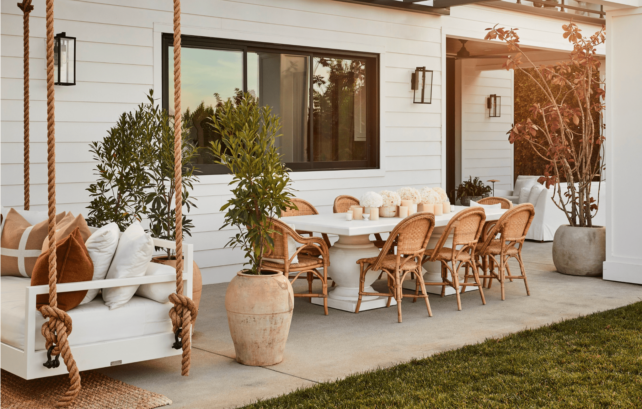 Olivia Culpo outdoor area with bistro chairs