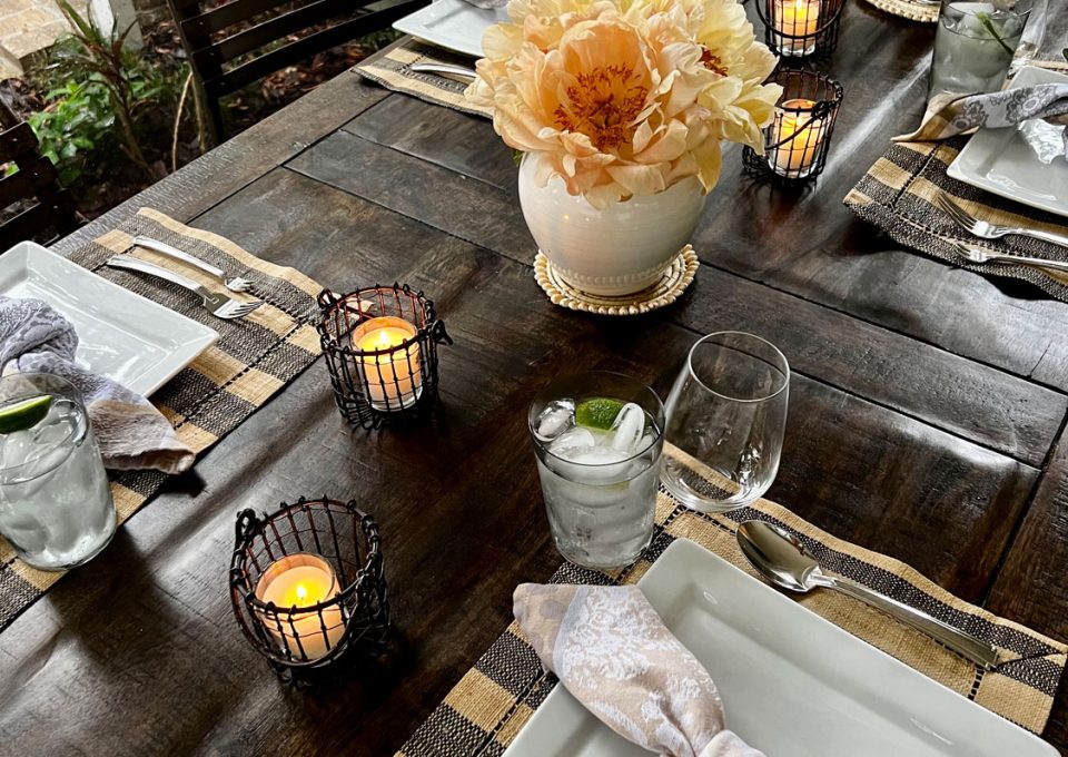 table with votive candles