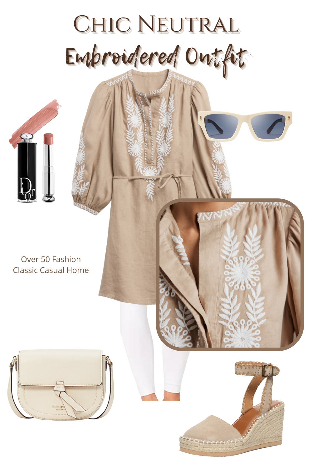 chic neutral embroidered outfit
