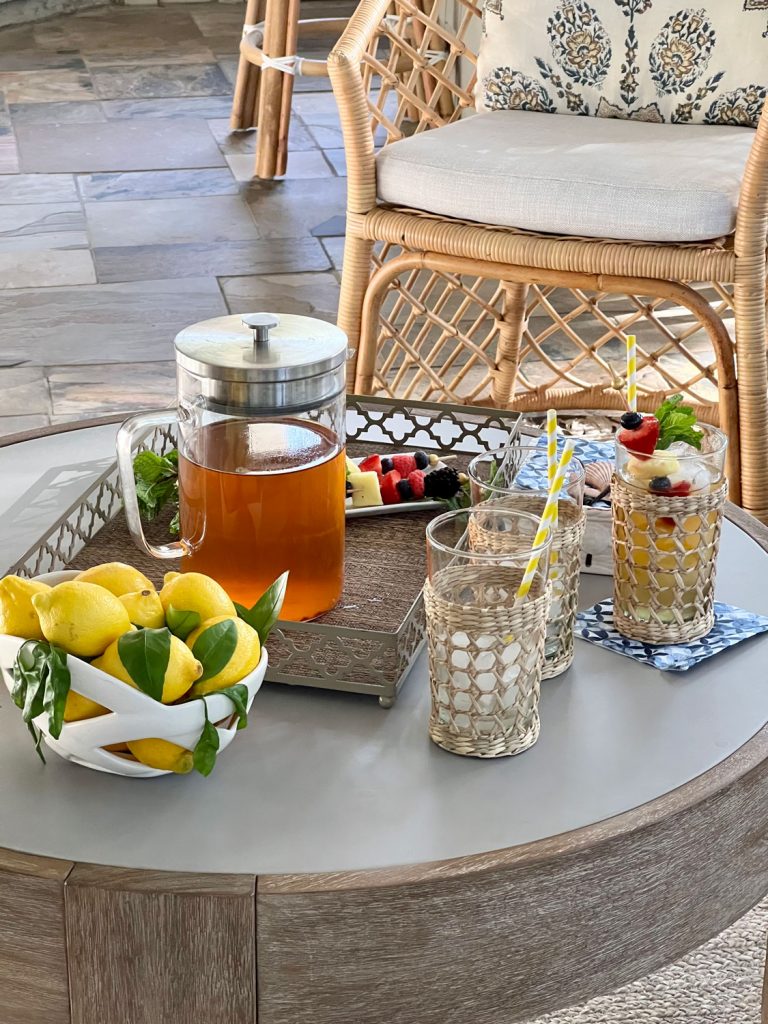 coffee table with drinks