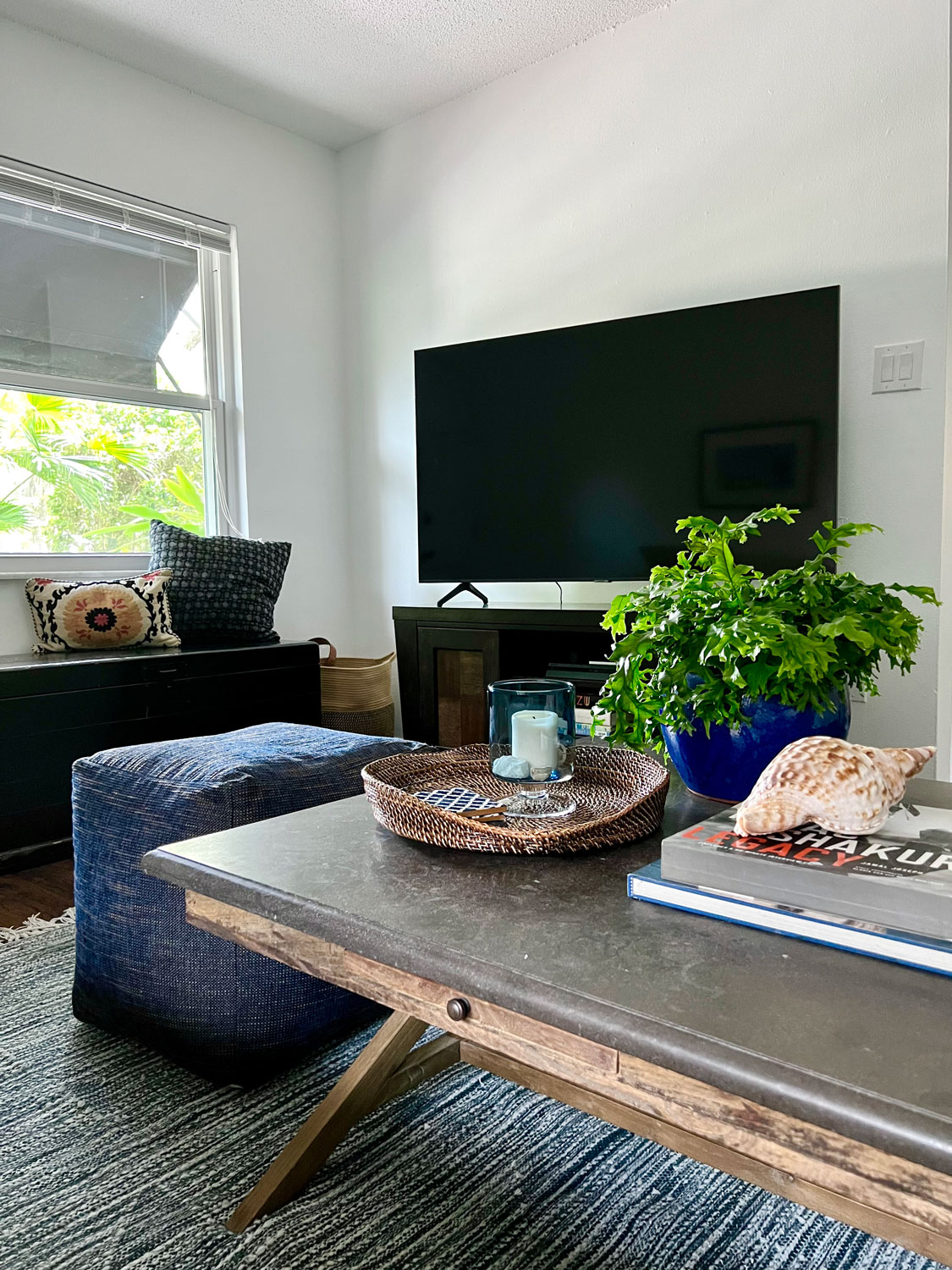 Television and coffee table