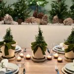 Simple green and white dining room for C/hristmas