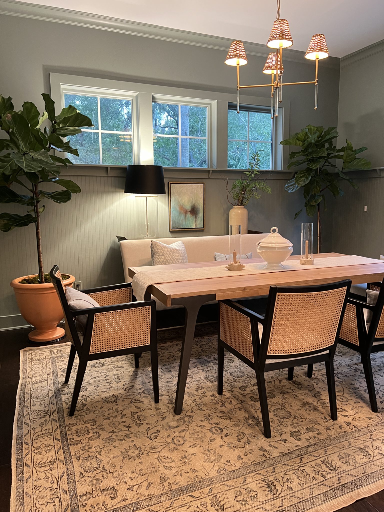 dining room painted Sherwin Williams Acacia Haze