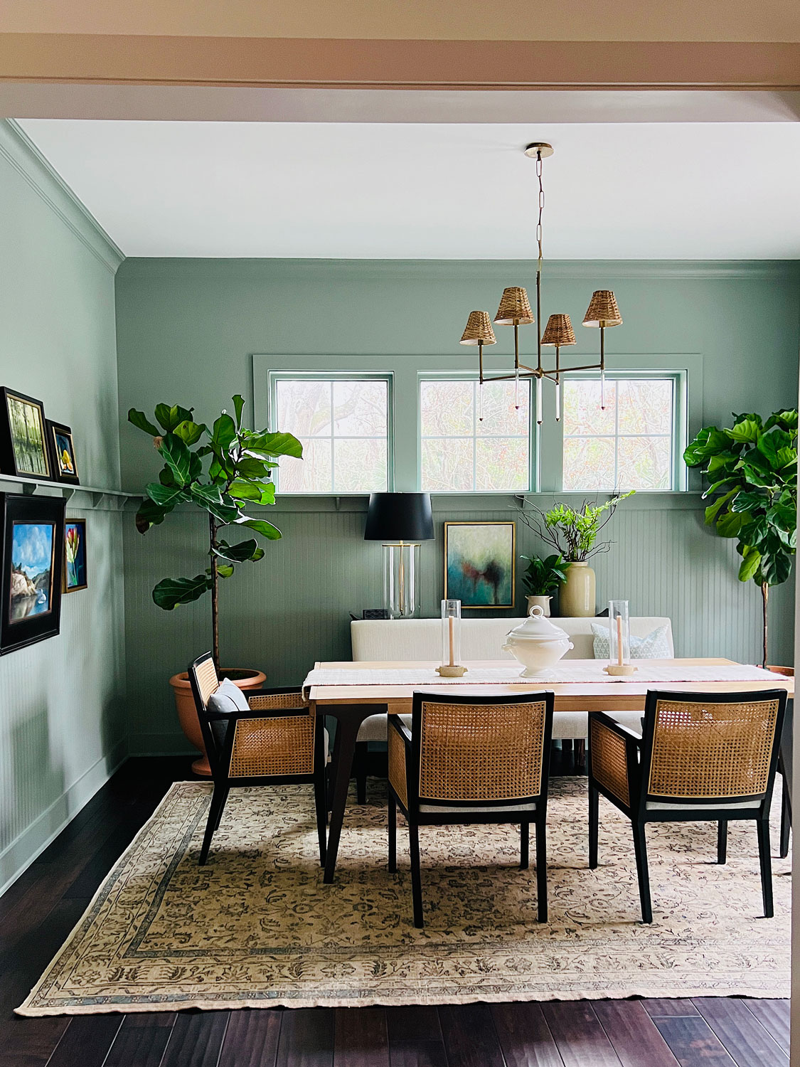 dining room with modern fixture