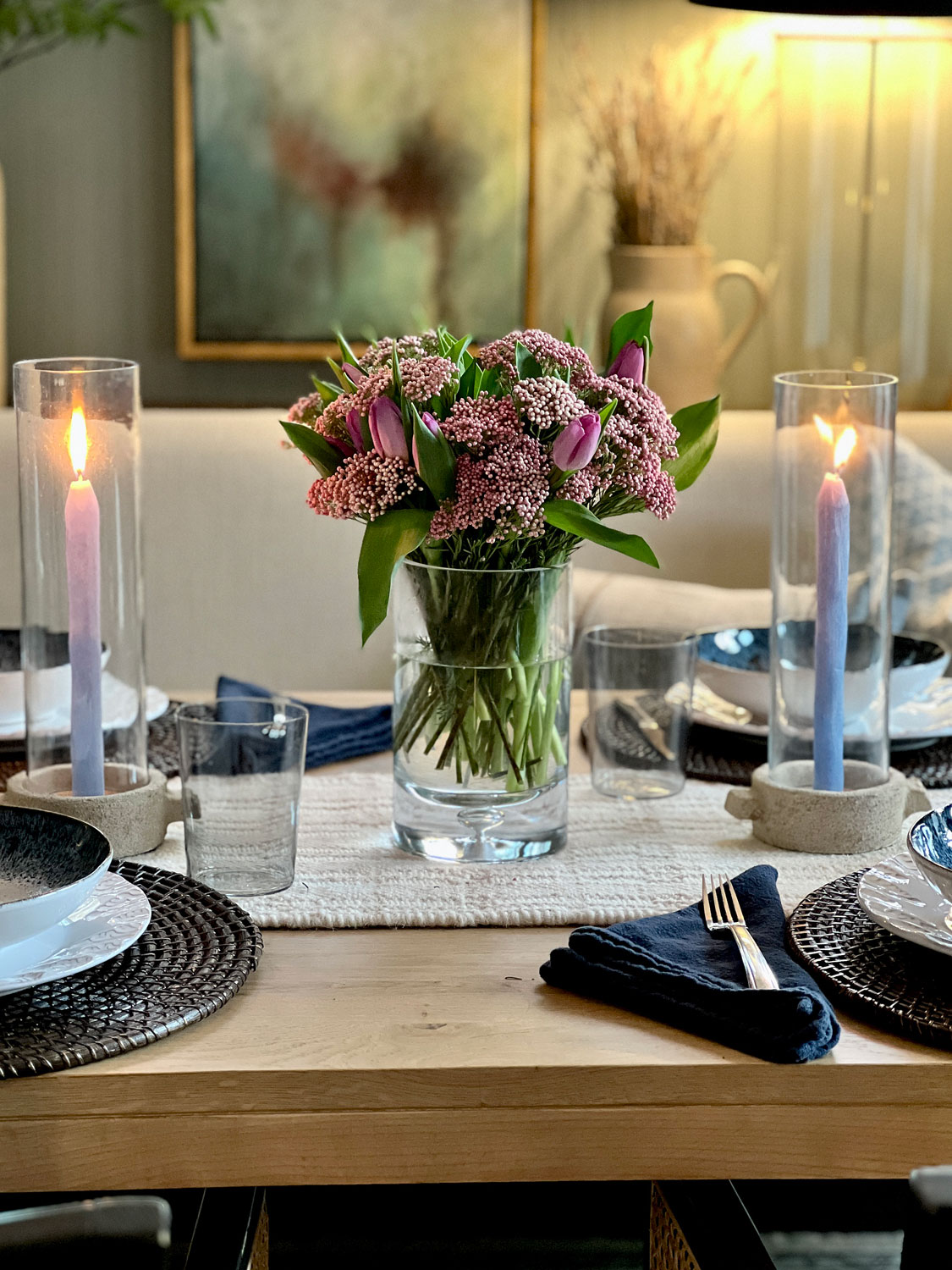 Blue and Purple Table setting