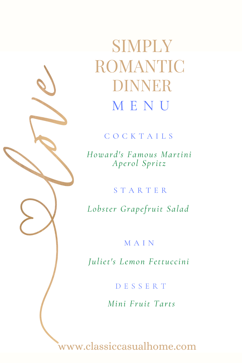 romantic dinner menu