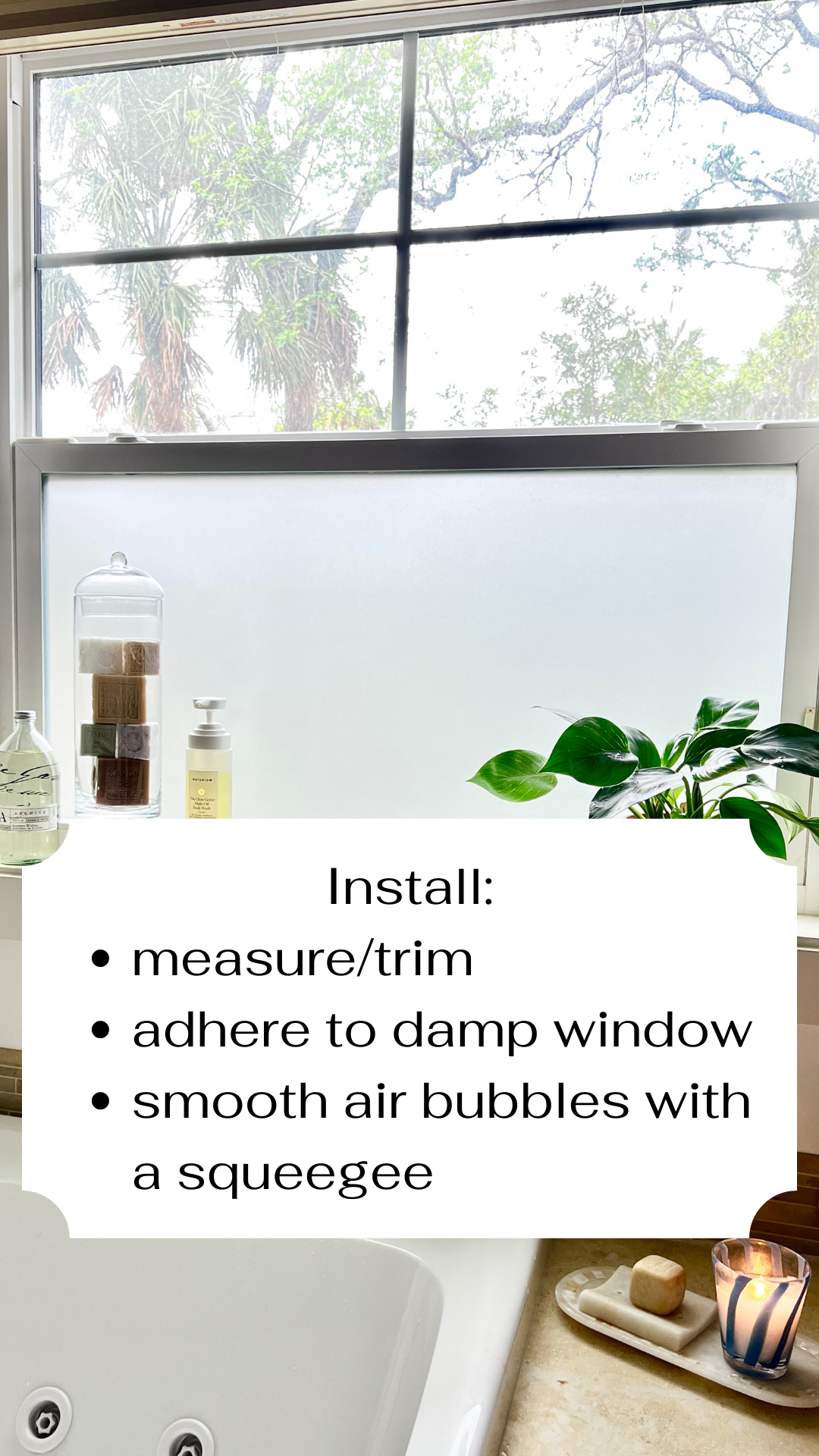 how to install privacy film on bathroom window