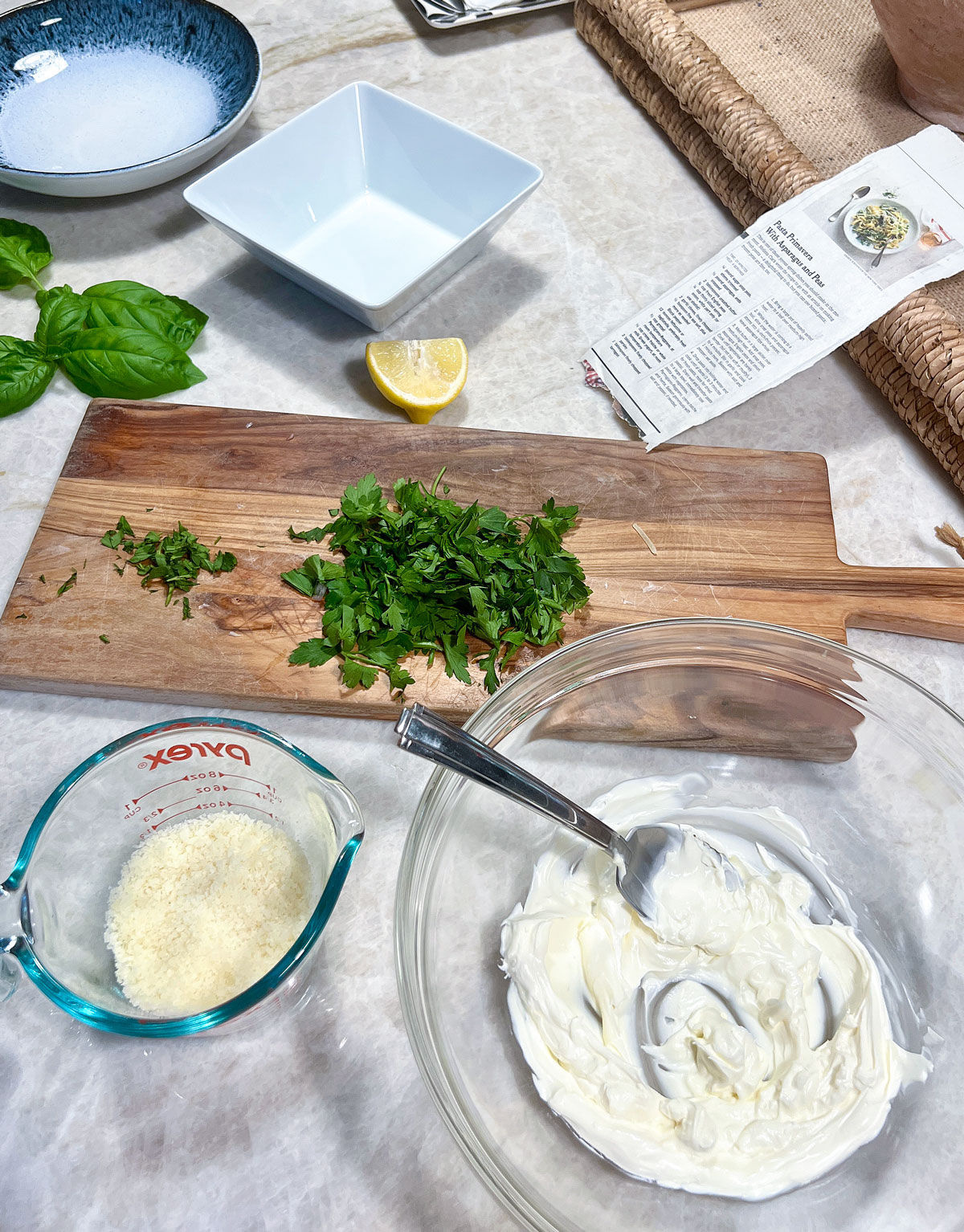 Ingredients for pasta primavera