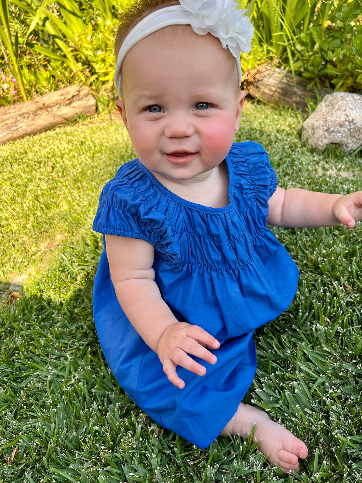 Louisa in blue Zara dress