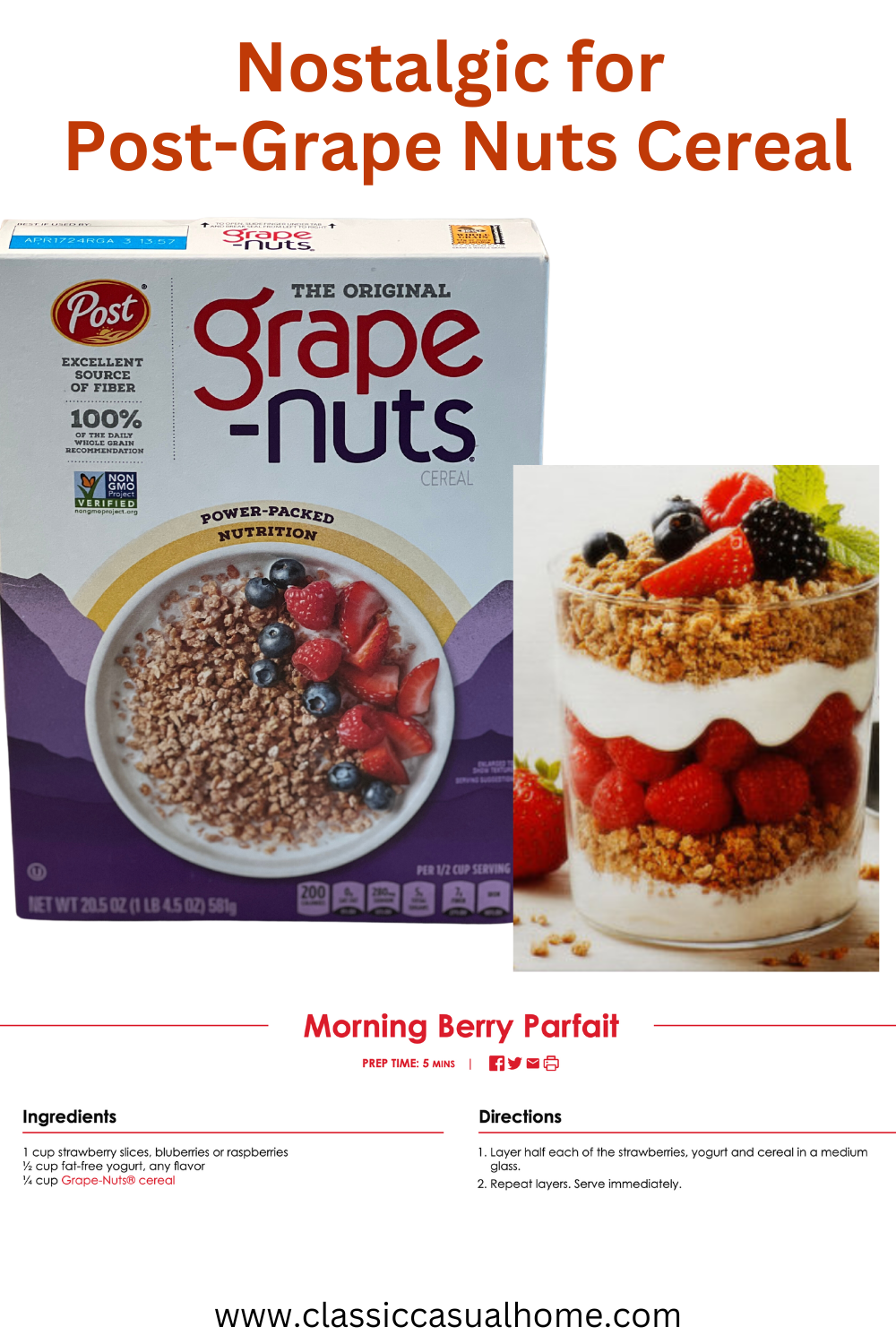 grape nuts cereal and parfait