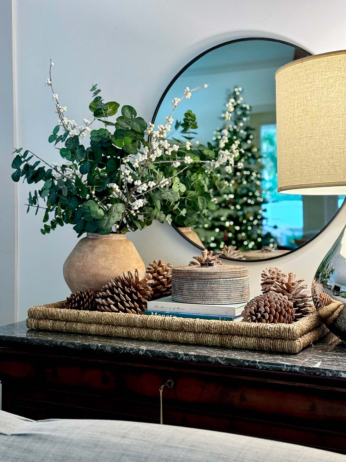 faux greenery and berries