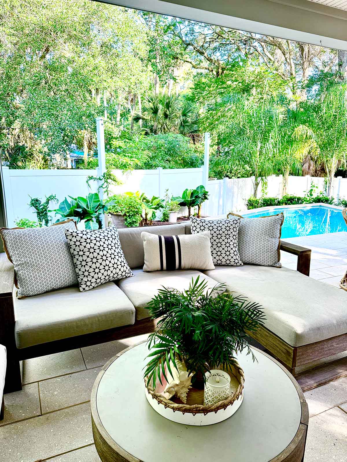 outdoor pillows on a sectional